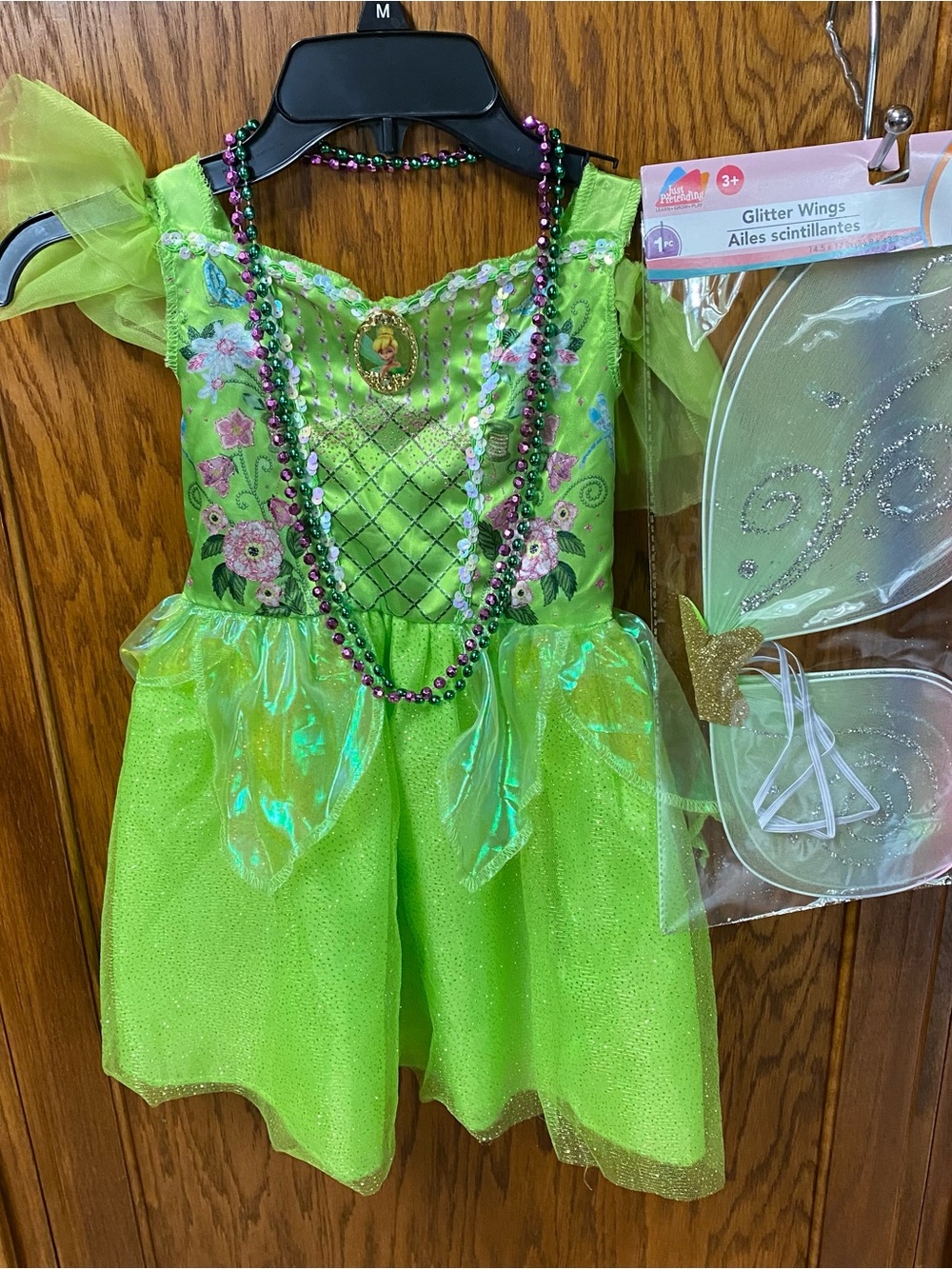 Disney Tinker Bell Fairy Halloween Costume Dress with Glitter Wings